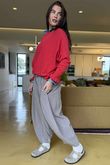 Conrad Batwing Ruffle Cuff Knit Soft Red